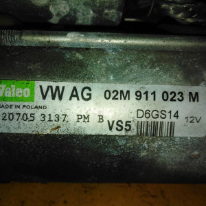 Стартер Volkswagen BLR/BLF/BVY/BZB/CAWA Passat B6/3C2/3C5/5N1 12V 1.1kW Valeo D6GS14 02M911023M