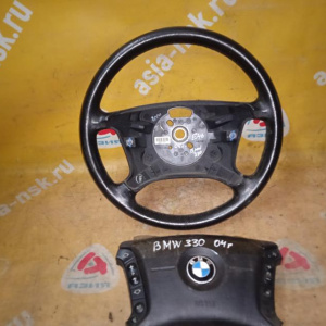Подушка безопасности BMW 3-Series E46 '2004 4 спицы с зарядом 2 фишки мультируль чёрная кожа (дефект)