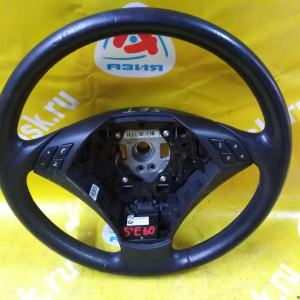 Руль BMW 5-Series E60/E61 '2003-2007 3 спицы чёрная кожа мульти руль с кнопками и блоком 61316938773 32346763359