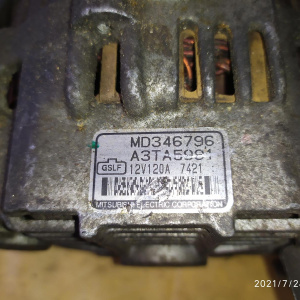 Генератор Mitsubishi 6G74 Delica/Pajero/Challenger PD6W/V45W/K96W GDI 4 конт. ( G/S/L/F ) 5 ручейков, катушечный 12A. 120A. MD346796 / A3TA5991