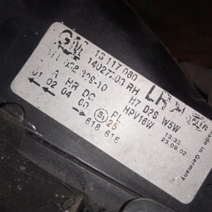 Фара Opel Astra G T98/F35/F48/F69 прав ксенон, эл.корректор (дефект) 13117080