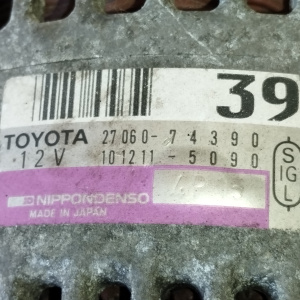 Генератор Toyota 3S-FE/4S-FE/5S-FE Corona ST190 ПРОБЕГ 36-65 Т.КМ. NEW 3 конт. овальный разъём ( S/IG/L ) 12V 80A 27060-74390