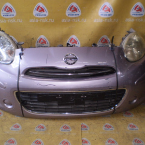 Ноускат Nissan March K13 HR12DE '2010-2013 Без трубок охлаждения Дефект бампера Дефект R фары Дефект соска радиатора ф.H009